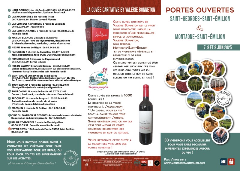 PORTES OUVERTES Saint-Georges et Montagne Saint-Emilion : 7, 8 et 9 juin 2025