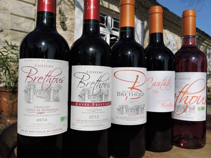 Gamme vins bio du Château Brethous - Cadillac Côtes de Bordeaux