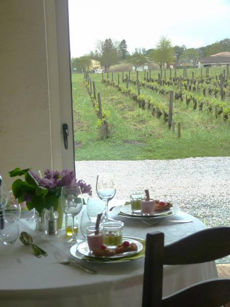 Déjeuner par temps de pluie dans le Médoc, au château de Lauga