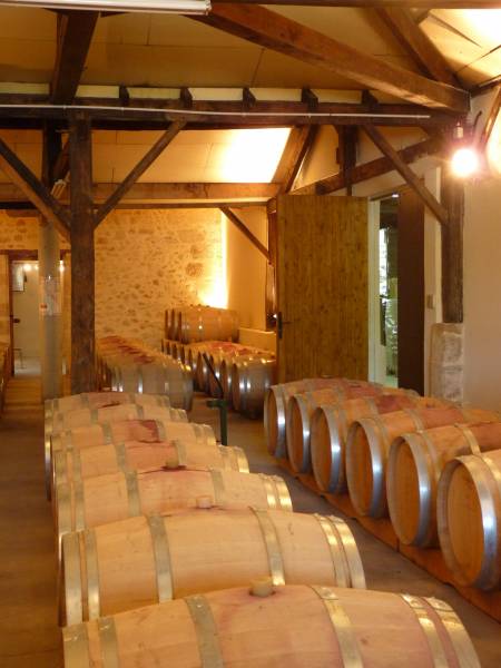 Master Class dans le chai à barriques du Château Haut Rian dans l'Entre-deux-Mers